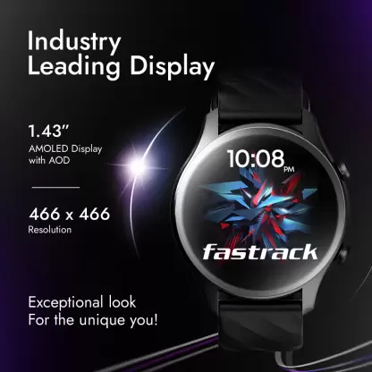 Fastrack | 1.43" AMOLED AOD Display | Bluetooth Calling | 466x466 Resolution | Optimus Smartwatch with Built-in Calculator, IP68 Resistance & Multiple Sports Modes