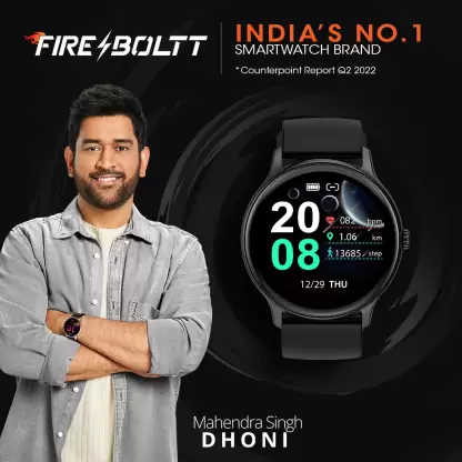 Fire-Boltt | 1.3" Curved Glass Display | 360 Health Training | 100 Sports Modes | Hurricane Smartwatch with IP67 Resistance & Comprehensive Health Tracking