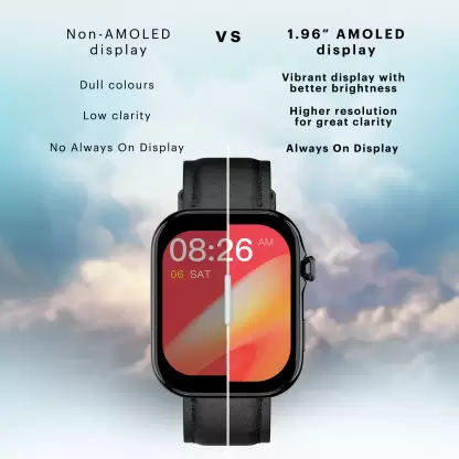 Noise | 1.96" AMOLED Display | Thin Bezel | Metallic Build | Vision 3 Smartwatch with Bluetooth Calling | IP68 Resistance & 100+ Sports Modes