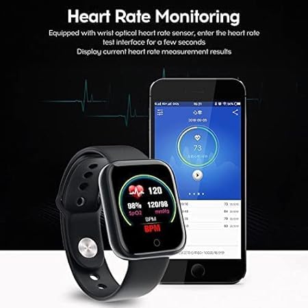Bouncefit | Single Touch Interface | Heart Rate Monitor | Affordable Build | D20 Y68 Fitness Band Smartwatch with Step Counter, Sleep Tracking & Notifications
