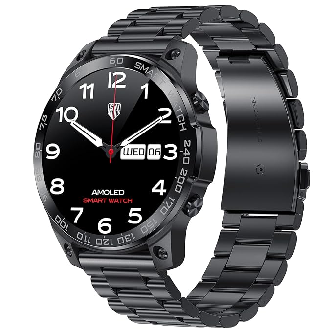 Fire-Boltt | 1.43" Super AMOLED Display | Stainless Steel Build | Bluetooth Calling | Dagger Luxe Smartwatch with Luxury Design, IP67 Resistance & 100+ Sports Modes