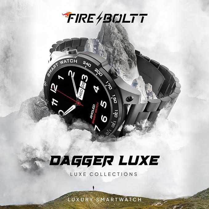 Fire-Boltt | 1.43" Super AMOLED Display | Stainless Steel Build | Bluetooth Calling | Dagger Luxe Smartwatch with Luxury Design, IP67 Resistance & 100+ Sports Modes