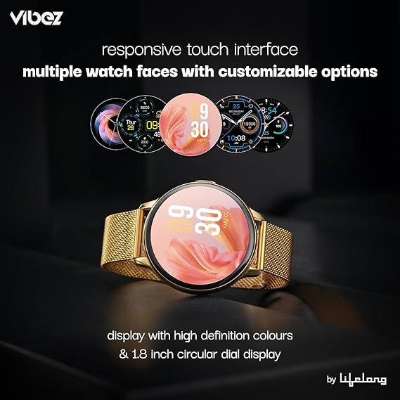 Vibez by Lifelong | HD Display | Metal Strap | Bluetooth Calling | VBSWW27 Women's Smartwatch with IP67 Resistance, Health Tracking & Multiple Sports Modes