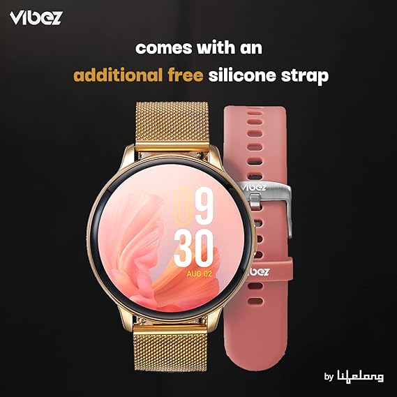 Vibez by Lifelong | HD Display | Metal Strap | Bluetooth Calling | VBSWW27 Women's Smartwatch with IP67 Resistance, Health Tracking & Multiple Sports Modes