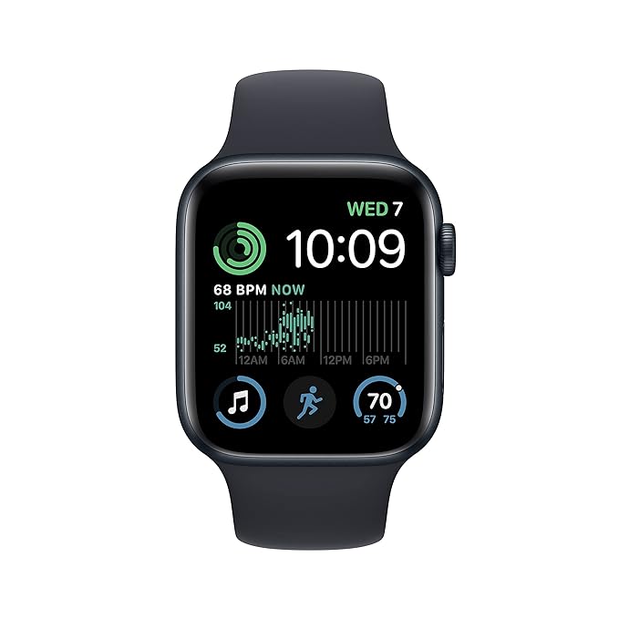 Apple | Retina OLED Display | Built-in GPS | Crash Detection | Watch SE 2nd Gen 44mm GPS with watchOS 9, WR50 Resistance & Aluminium Case