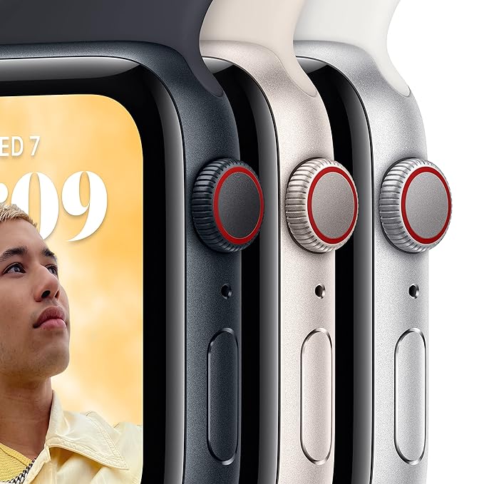 Apple | Retina OLED Display | Built-in GPS | Crash Detection | Watch SE 2nd Gen 44mm GPS with watchOS 9, WR50 Resistance & Aluminium Case