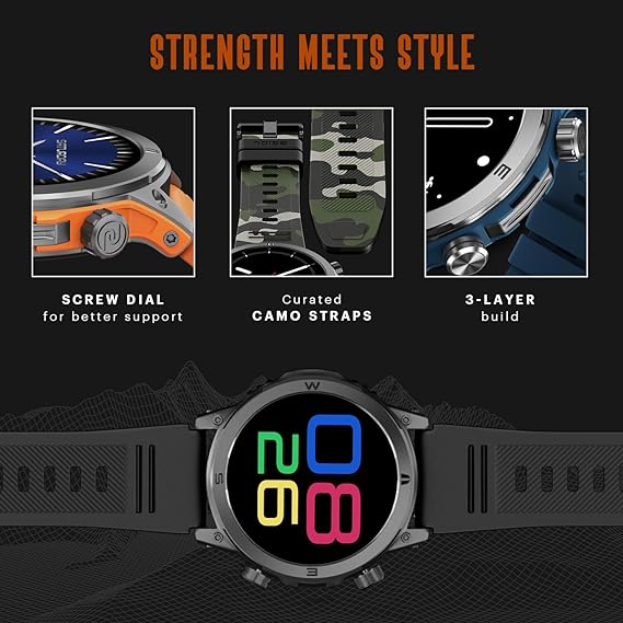 Noise | 1.46" AMOLED Display | Sturdy Rugged Design | Bluetooth Calling | Endeavour Smartwatch with IP68 Resistance | 100+ Sports Modes & Premium Build