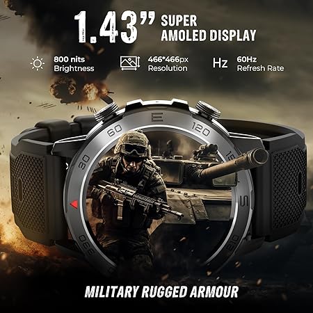 beatXP Duke Rugged Round Super AMOLED Bluetooth Calling Smart Watch