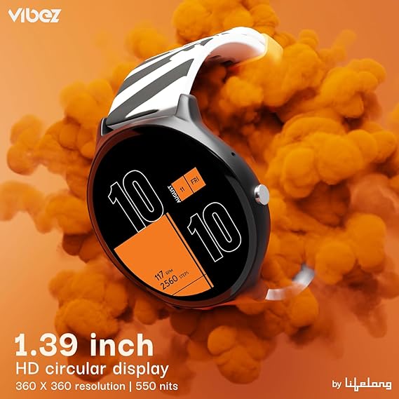 Vibez by Lifelong | 1.39" HD Display | 360x360 Resolution | 550 Nits Brightness | Fusion Smartwatch with Bluetooth Calling, IP67 Resistance & Multiple Sports Modes