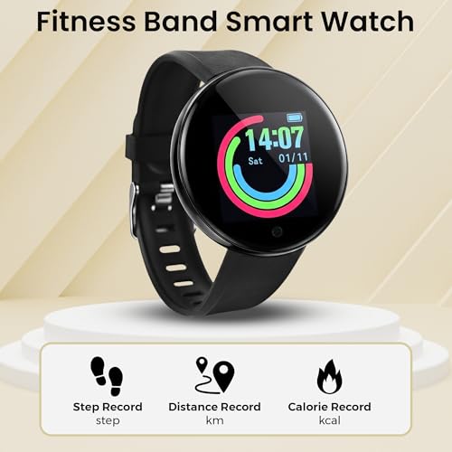 Bouncefit M D18 Round Fitness Band Smart Watch Single Touch Interface |Water Resistant | Workout Modes |Quick Charge Sports Smartwatch