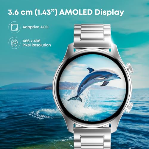 Fastrack Astor Fr2 Pro 1.43inch Amoled Stainless Steel Smart Watch With Spo2 |Heart Rate - BT Calling | AI Voice Assistant Smartwatch