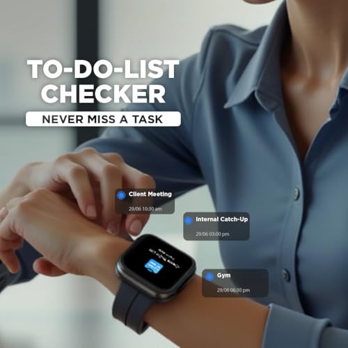 Fastrack Vox Neo Smart Watch With 1.91inch Curved TFT Display |Rotary Crown | Offline Voice Commands | To-Do List | BT Calling | 24/7 Health Suite | Spo2 | Hrm |Sleep Tracking |IP68 Water Resistant