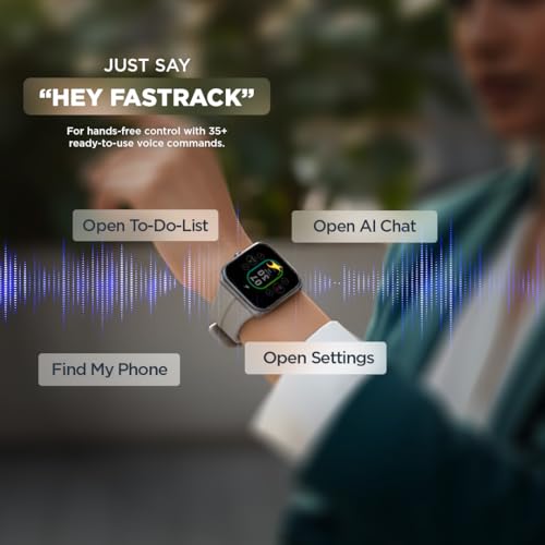 Fastrack Vox Neo Smart Watch With 1.91inch Curved TFT Display |Rotary Crown | Offline Voice Commands | To-Do List | BT Calling | 24/7 Health Suite | Spo2 | Hrm |Sleep Tracking |IP68 Water Resistant