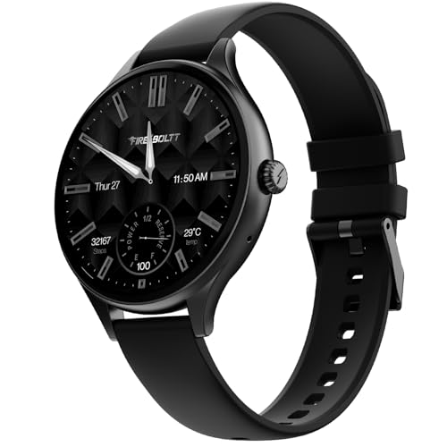 Fire-Boltt Phoenix Air Smart Watch 1.26inch Round Display | Rotating Button | Wireless Charging | Ultra Lightweight Metal Body |Bluetooth Calling | Smartwatch With Silicone and Mesh Steel Straps Carbon Black