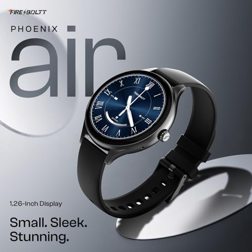 Fire-Boltt Phoenix Air Smart Watch 1.26inch Round Display | Rotating Button | Wireless Charging | Ultra Lightweight Metal Body |Bluetooth Calling | Smartwatch With Silicone and Mesh Steel Straps Carbon Black