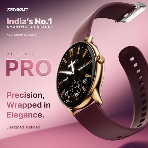 Fire-Boltt Phoenix Pro Round Smart Watch 1.39inch Hd Display With Bluetooth Calling | AI Voice Assistant | Spo2 and Heart Rate Monitor | 120 Plus Sports Modes | IP67 Waterproof Smartwatch For Men and Women