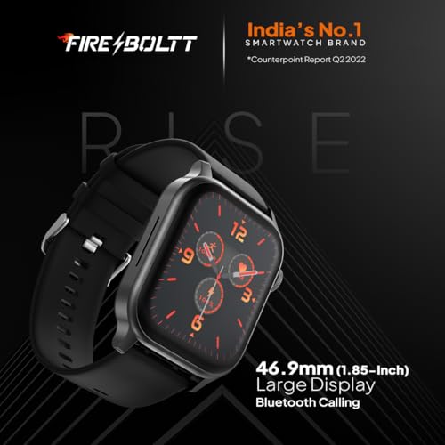 Fire - Boltt Rise Smart Watch 1.85inch Hd Display With Bluetooth Calling | AI Voice Assistant | Rotating Crown | Spo2 and Heart Rate Monitor | 120 Plus Sports Modes | IP67 Waterproof Smart Watch For Men and Women