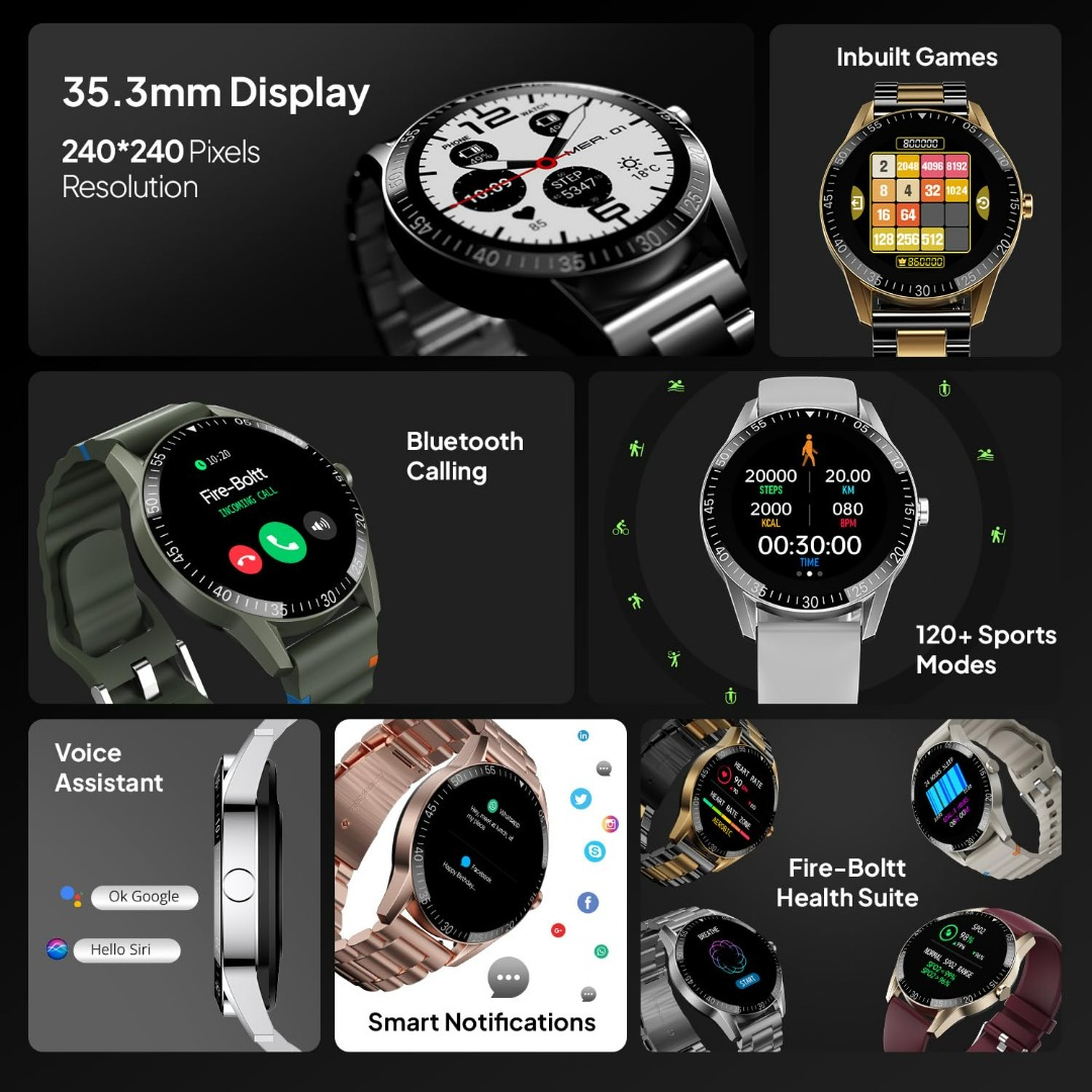 Noise Twist 2 Smart Watch With 1.43inch Amoled Screen |AI Search and Voice Assistant | Bluetooth Calling | Stainless Steel Back |100 plus Watch Faces | Health Suite | IP68