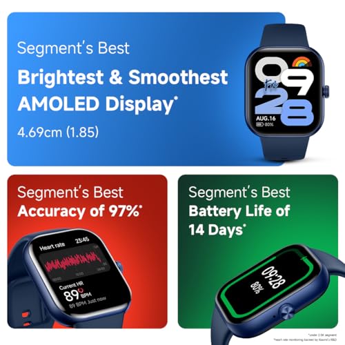 Redmi Move Smartwatch |1.85inch Amoled (390A-450 |600 Nits) | Bluetooth Calling | 140 Plus Sports | 24A-7 Hr and Spo2 |Up To 14-Day Battery