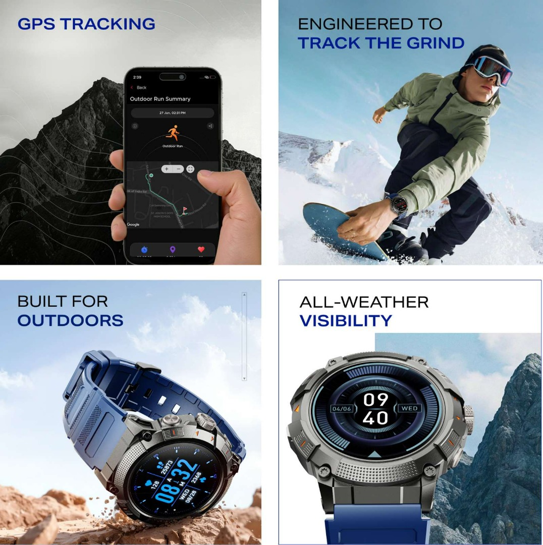 Boat Lunar Atlas | Gps Tracking | 1.39 Inch Display | Rugged Body | Functional Crown Smartwatch