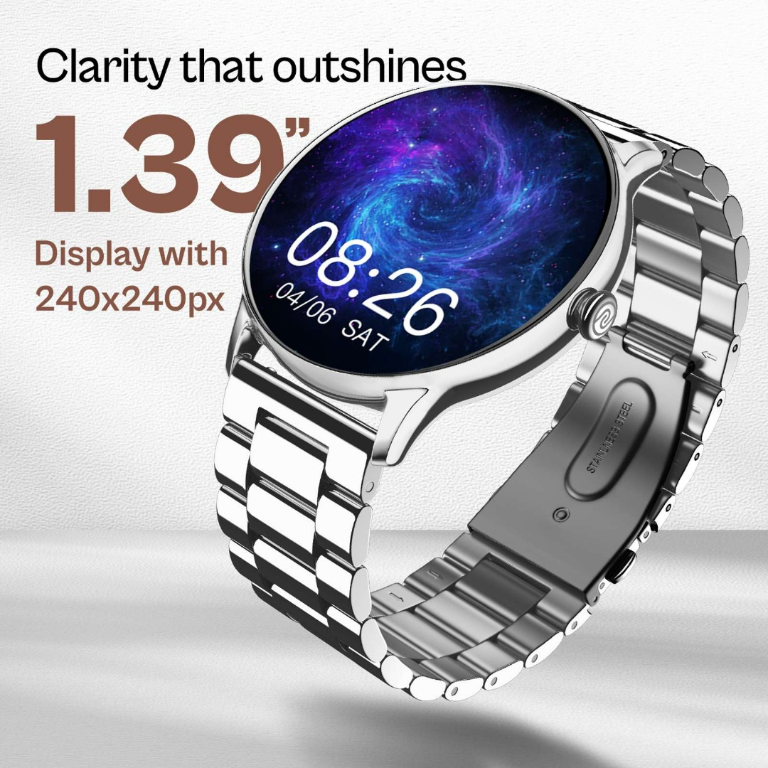 Noise Crew Go With 1.39 Inch Display | BT Calling With Metal Strap And 7 Days Battery Life Smartwatch