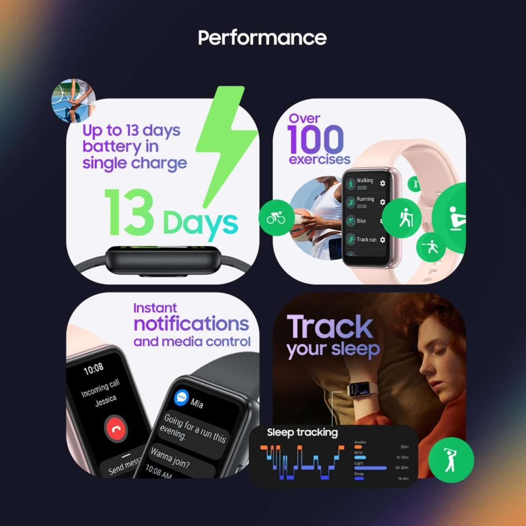 Samsung Galaxy Fit3 | Amoled Display & Aluminium Body | Upto 13Day Battery | 5Atm & Ip68