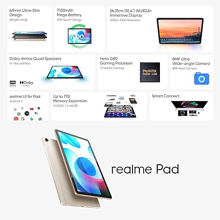 realme Pad Tablet (104 inches, WiFi + 4G)