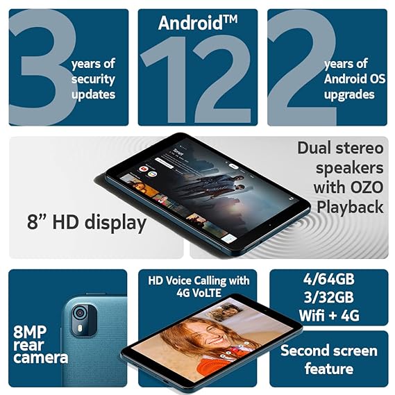 Nokia T10 Tablet (8 Inches, WiFi + 4G Volte)