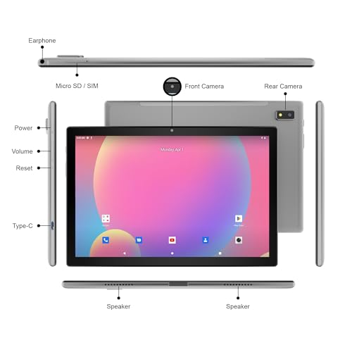 Domo Slate Slp9 T310 10.1 Inch 1920 X 1200 Ips Lcd | 4G Tablet Pc | 4Gb Ram | 64Gb Storage | 1Tb Expandable | Android 12 | Dual Sim | Lte | Volte Calling | Gps | Bluetooth | Grey