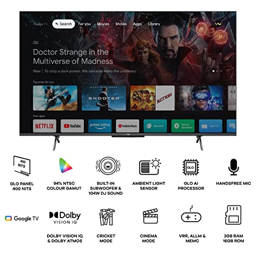 VU 55 inches The GloLED Series 4K Smart LED Google TV