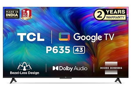 TCL 43 inches Bezelless Series 4K Ultra HD Smart LED Google TV