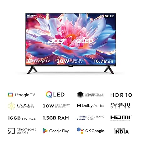 Acer 32 inches V Series HD Ready Smart QLED Google TV