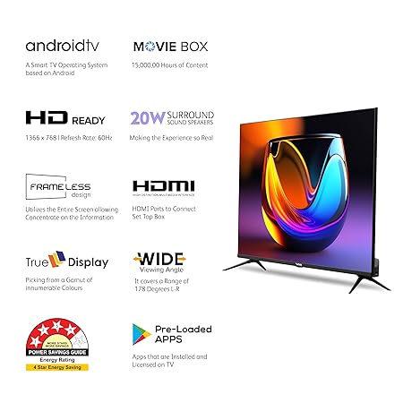 VW 32 inches Frameless Series HD Ready Android Smart LED TV