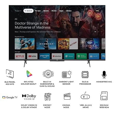 VU 65 inches The GloLED Series 4K Smart LED Google TV