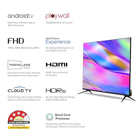 VW 40 inches Playwall Frameless Series Full HD Android Smart LED TV