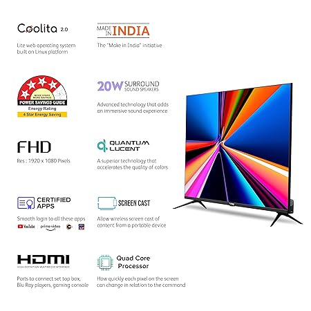VW 43 inches Linux Series Frameless Full HD Smart LED TV