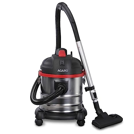 Agaro Ace 1600W | 21 Litres Wet &Dry Stainless Steel Vacuum Cleaner | Silver &Black