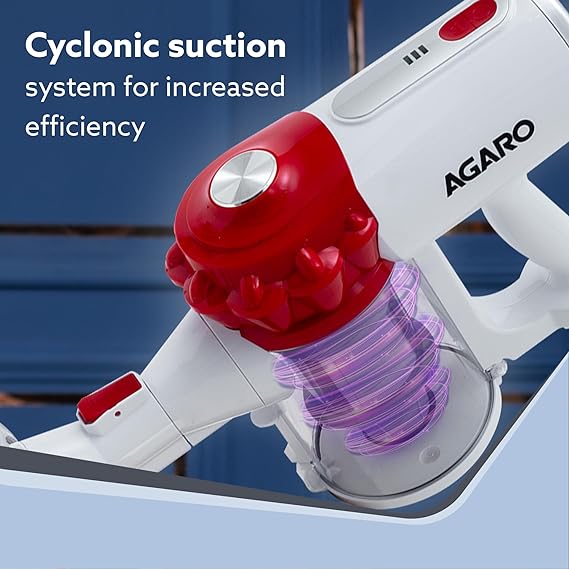 Agaro Regency Cordless Stick Vacuum Cleaner | White &Red