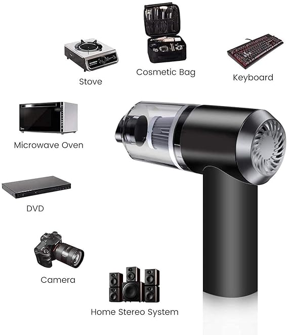 Contemporary Vacuum Car Cleaner Air Duster Wireless Rechargeable | 2 In 1 Vaccum Cleaner 120W | Black