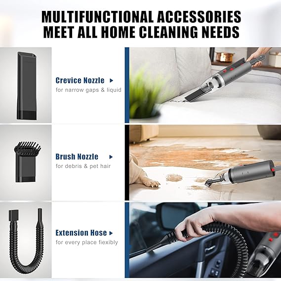 Fya Handheld Vacuum Cleaner Cordless | Wireless Hand Vacuum&Air Blower 2-In-1 | Grey