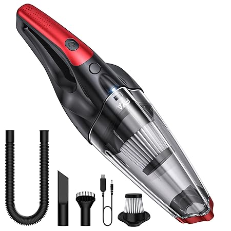 Fya Handheld Vacuum Cleaner Wireless | 7Kpa High Power Hand Held Vacuuming Cordless | Red