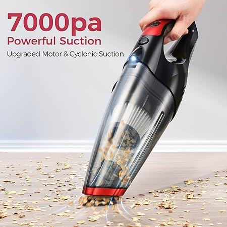 Fya Handheld Vacuum Cleaner Wireless | 7Kpa High Power Hand Held Vacuuming Cordless | Red