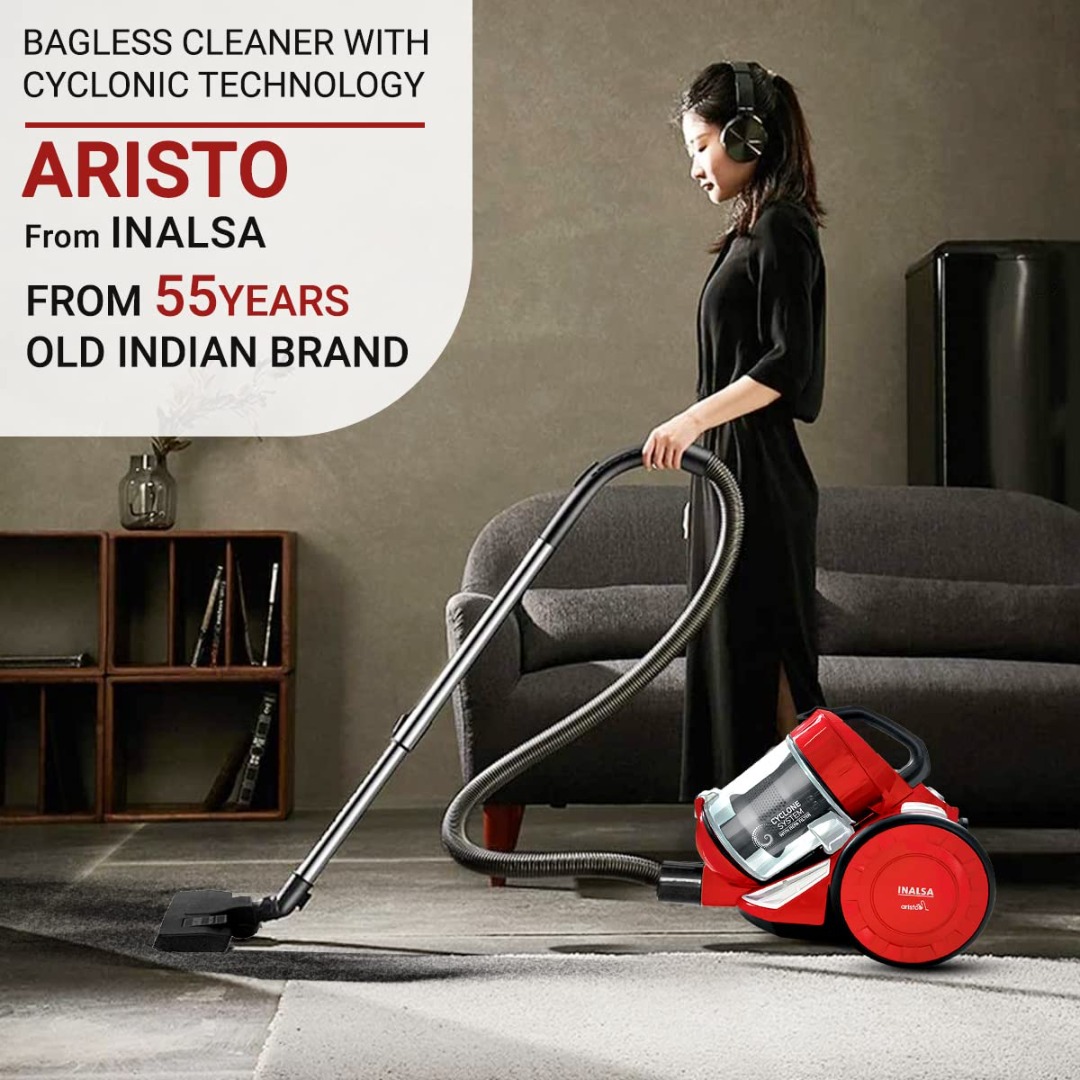 Inalsa Vacuum Cleaner For Home 1400W Bagless | 1.5 L Dust Collector | Red &Black