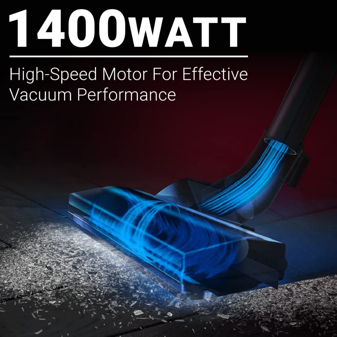 Inalsa Vacuum Cleaner For Home 1400W Bagless | 1.5 L Dust Collector | Red &Black