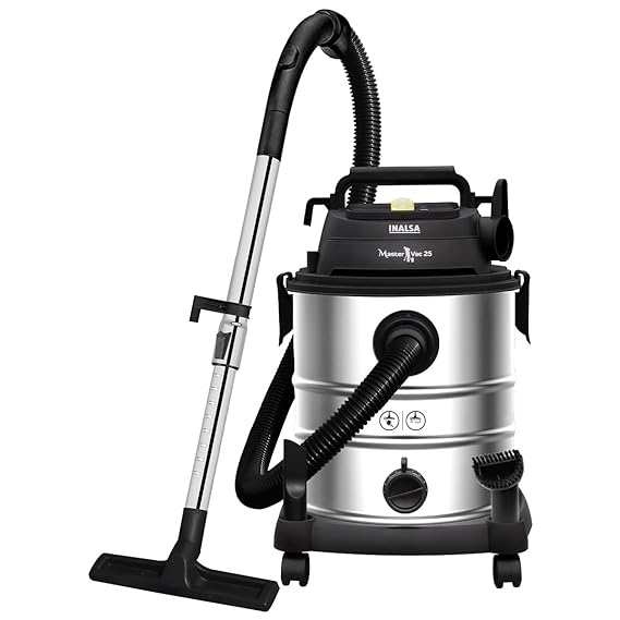 Inalsa Vacuum Cleaner Wet And Dry Heavy Duty 1700Watt | Master Vac 25 | Silver &Black