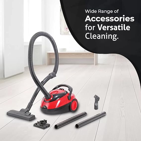 Singer E Clean 1200 Watts Vacuum Cleaner | 2 L Cloth Dust Bag | Black &Red