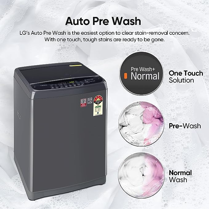 LG 10 Kg 5 Star Smart Inverter Fully-Automatic Top Load Washing Machine (T10SJMB1Z | Middle Black | TurboDrum | Jet Spray+)