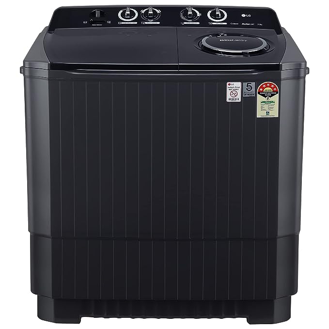 LG 11 kg 5 Star Semi-Automatic Top Loading Washing Machine (P1155SKAZ | Middle Black | Roller Jet Pulsator) | large
