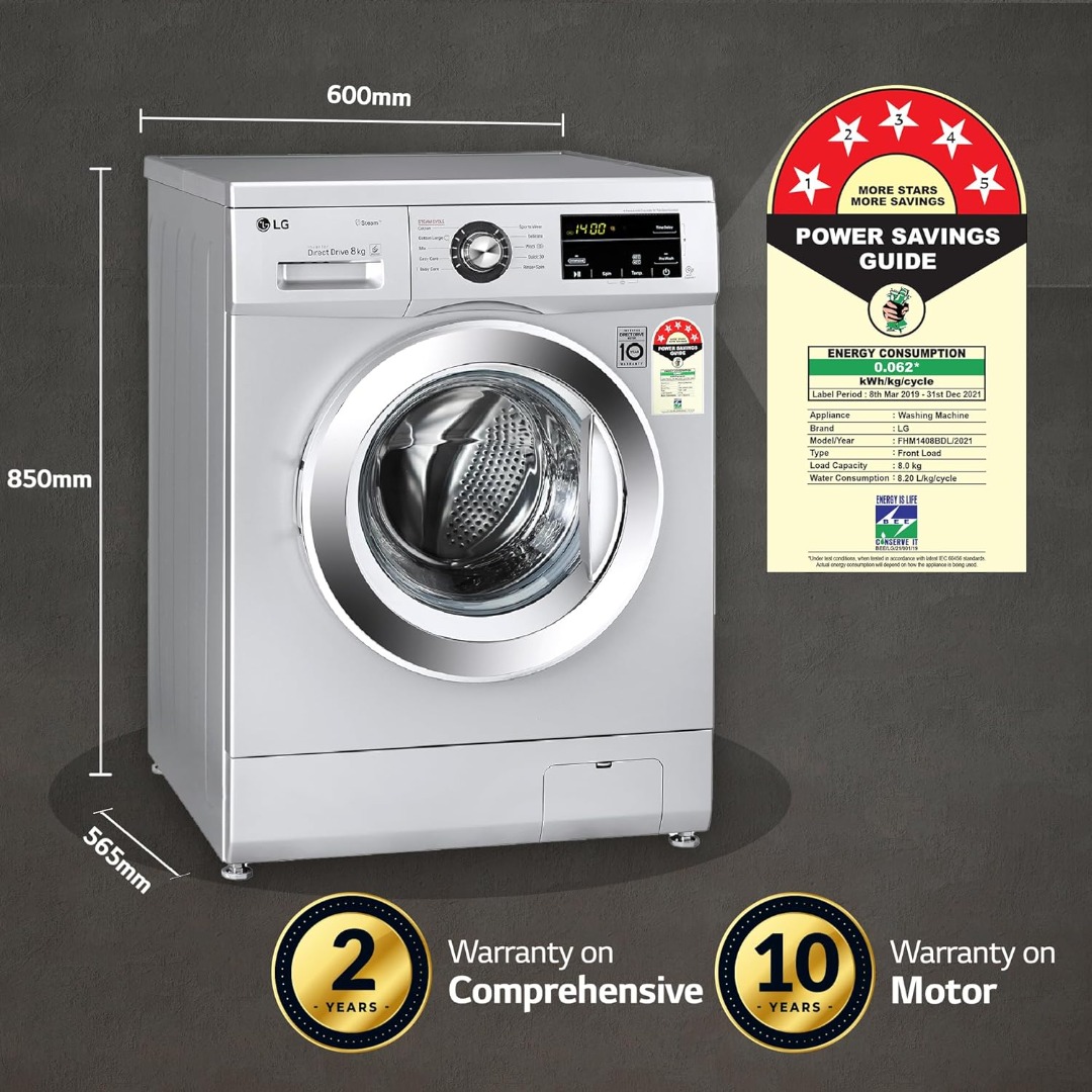 LG 8 Kg 5 Star Front Load Fully Automatic Washing Machine