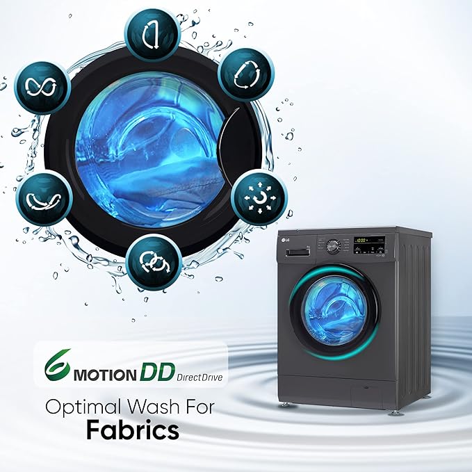 LG 8 Kg 5 Star Inverter Touch panel Fully-Automatic Front Load Washing Machine (FHM1408BDM | Middle Black)